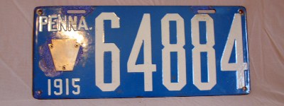 front of 1915 Pennsylvania license plate front of 1915 Pennsylvania license plate