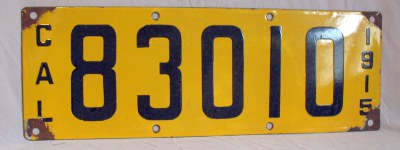 front of 1915 California license plate front of 1915 California license plate