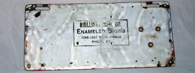 back of 1912 Pennsylvania license plate back of 1912 Pennsylvania license plate