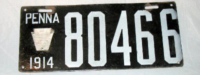 front of 1914 Pennsylvania license plate front of 1914 Pennsylvania license plate