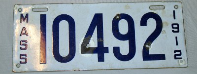 front of 1912 Massachusetts license plate front of 1912 Massachusetts license plate
