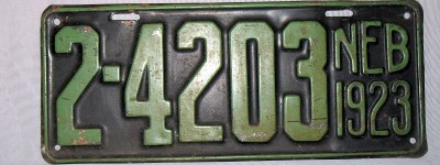 1923 Nebraska license plate