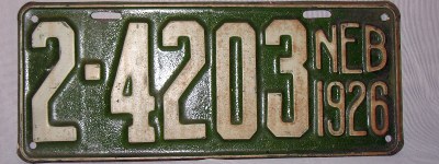 1926 Nebraska license plate