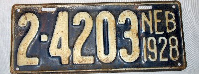 1928 Nebraska license plate