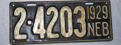 1929 Nebraska license plate