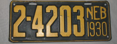 1930 Nebraska license plate