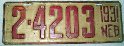 1931 Nebraska license plate