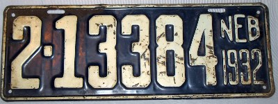 1932 Nebraska license plate
