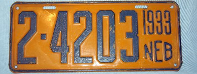 1933 Nebraska license plate