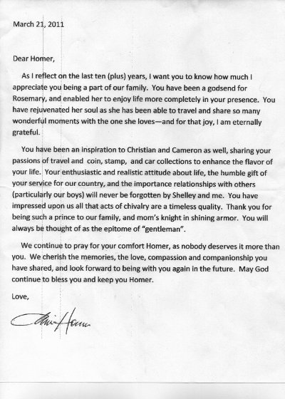 Jim Horner note to Homer Edmiston